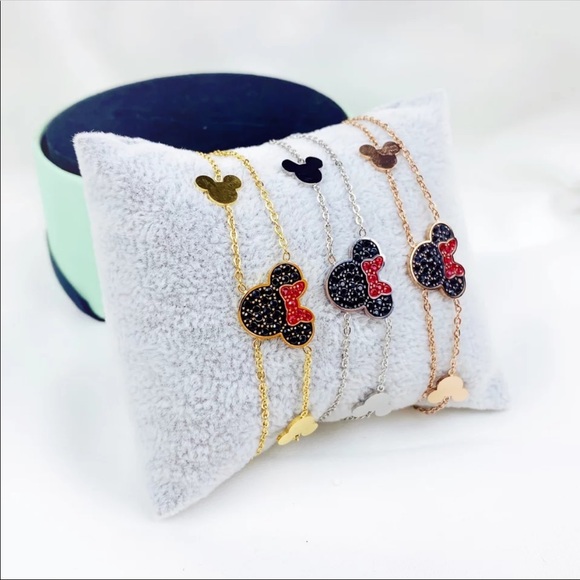 MINNIE MOUSE ♡ SILVER Stainless Steel Layered Bracelet - Picture 4 of 10